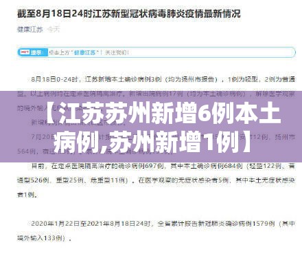 【江苏苏州新增6例本土病例,苏州新增1例】 【江苏苏州新增6例本土病例,苏州新增1例】