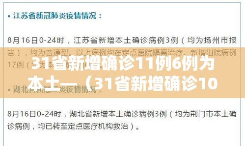 31省新增确诊11例6例为本土—(31省新增确诊103例本土88例) 31省新增确诊11例6例为本土—(31省新增确诊103例本土88例)