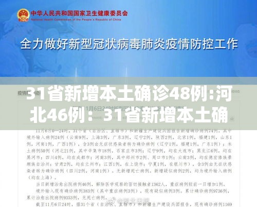31省新增本土确诊48例:河北46例:31省新增本土确诊48例河北46例轨迹 31省新增本土确诊48例:河北46例:31省新增本土确诊48例河北46例轨迹