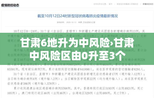 甘肃6地升为中风险›甘肃中风险区由0升至3个 甘肃6地升为中风险›甘肃中风险区由0升至3个