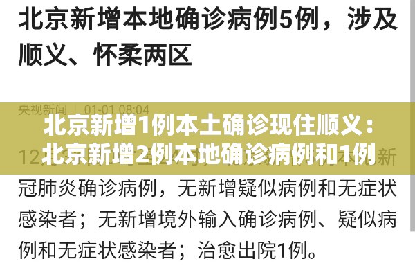 北京新增1例本土确诊现住顺义:北京新增2例本地确诊病例和1例无症状感染者,均在顺义 北京新增1例本土确诊现住顺义:北京新增2例本地确诊病例和1例无症状感染者,均在顺义