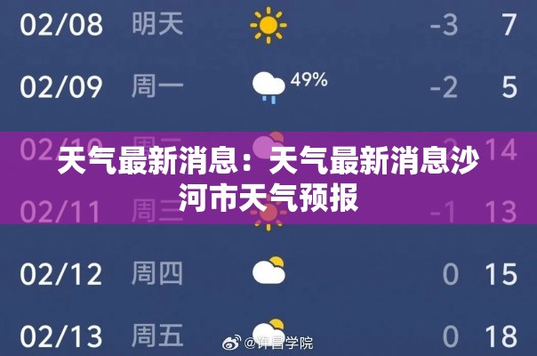 天气最新消息:天气最新消息沙河市天气预报 天气最新消息:天气最新消息沙河市天气预报