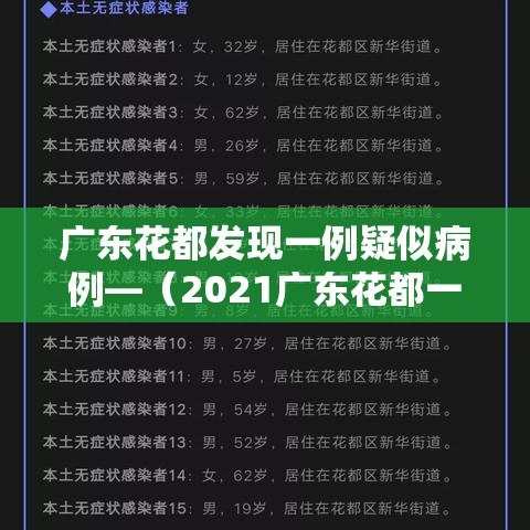 广东花都发现一例疑似病例—（2021广东花都一例新冠）