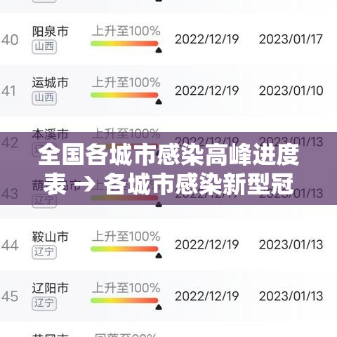 全国各城市感染高峰进度表 → 各城市感染新型冠状病毒人数