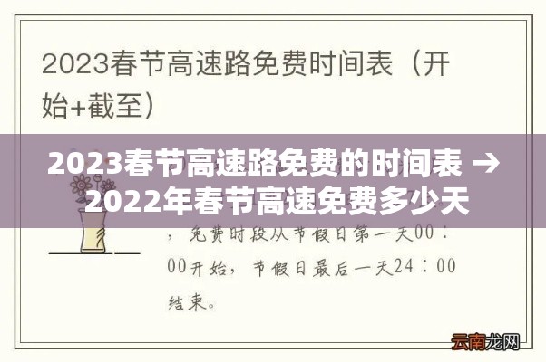 2023春节高速路免费的时间表 → 2022年春节高速免费多少天
