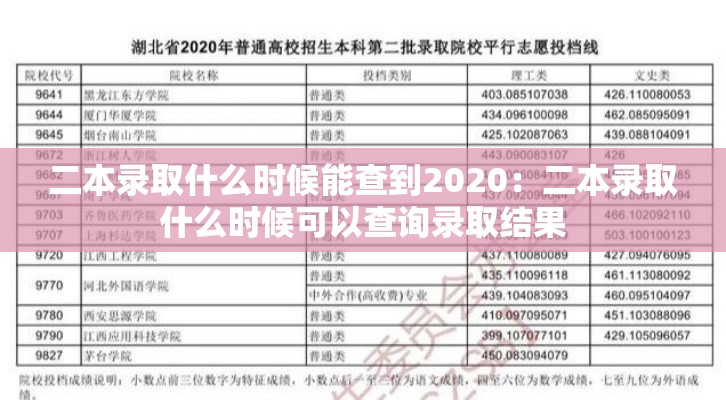 二本录取什么时候能查到2020：二本录取什么时候可以查询录取结果